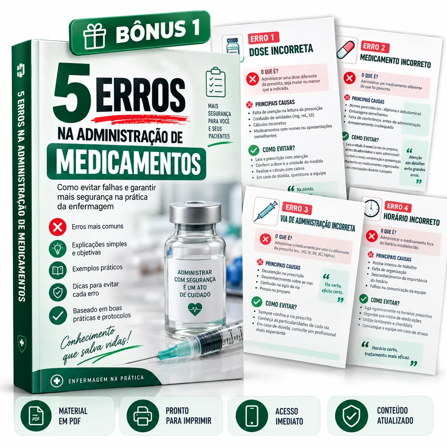 Mockup do bônus 5 Erros na Administração de Medicamentos