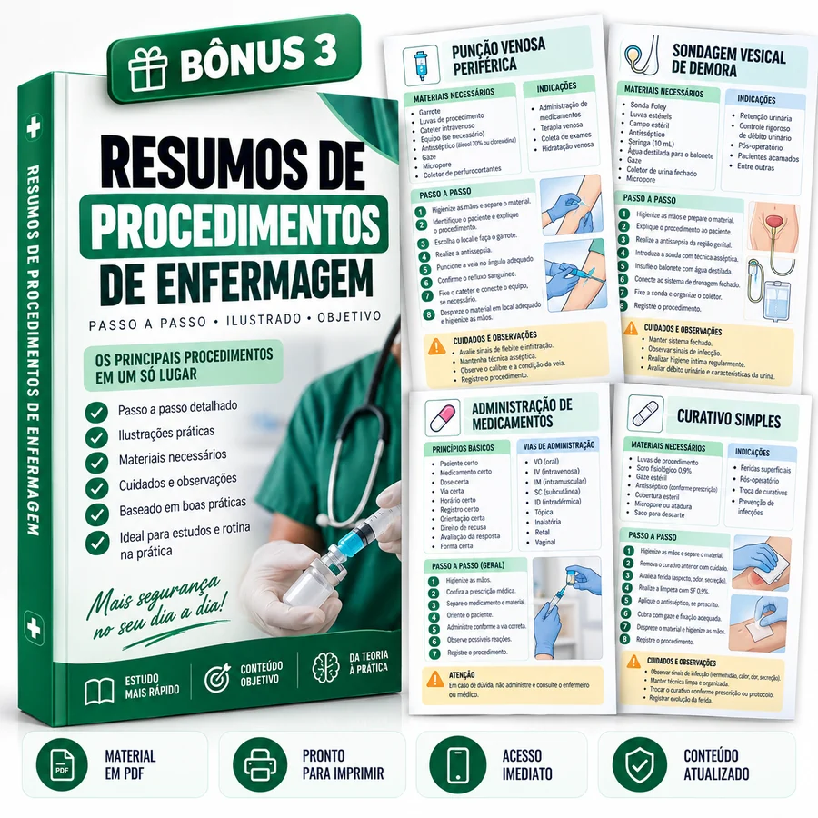 Mockup de Resumos de Procedimentos de Enfermagem